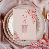 Pink Red Floral Wedding Seating Chart