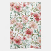 Pink Red Flowers キッチンタオル (縦)
