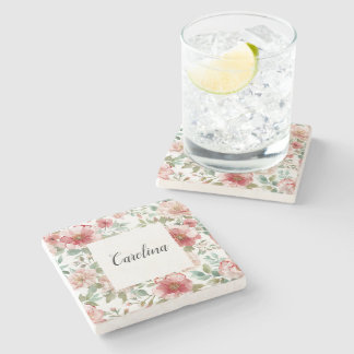 Pink Red Flowers   ストーンコースター