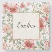 Pink Red Flowers   ストーンコースター (正面)