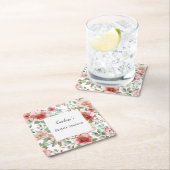 Pink Red Flowers Bridal Shower   スクエアペーパーコースター (インサイチュ)