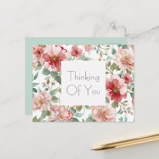 Pink Red Flowers Mint   ポストカード