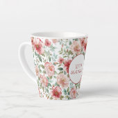 Pink Red Flowers Personalized Quote カフェラテマグ (左アングル)