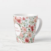Pink Red Flowers Personalized Quote カフェラテマグ (右アングル)