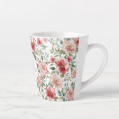 Pink Red Flowers Personalized Quote カフェラテマグ (右)