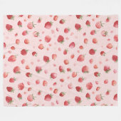 Pink Red Fruit Strawberries フリースブランケット (正面(横))