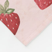 Pink Red Fruit Strawberries フリースブランケット (角)