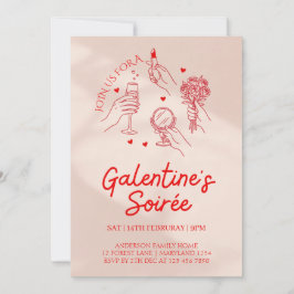 Pink & Red Galentine’s Day Party Invitation Templa 招待状
