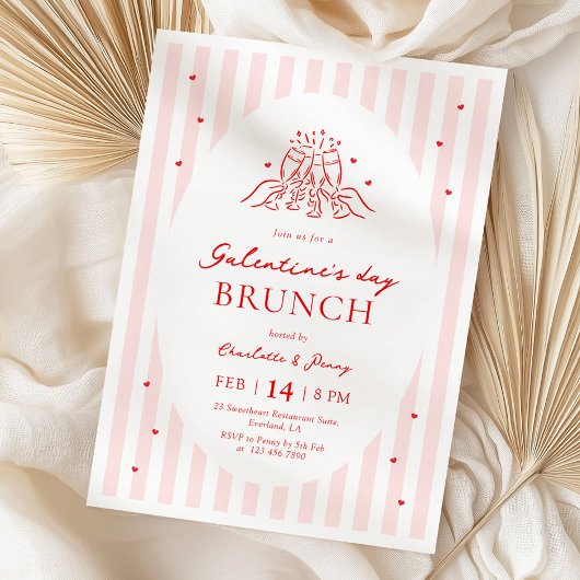 Pink Red Galentine's Party Invitation 招待状