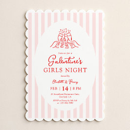 Pink Red Galentine's Party Invitation 招待状