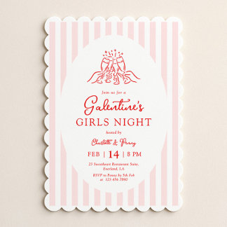Pink Red Galentine's Party Invitation 招待状
