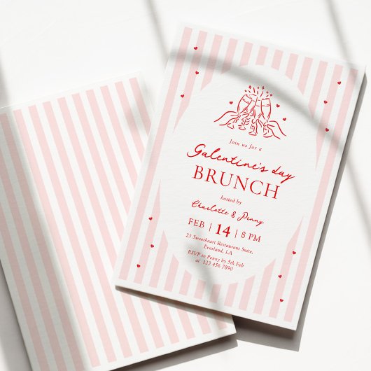 Pink Red Galentine's Party Invitation 招待状