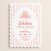 Pink Red Galentine's Party Invitation 招待状