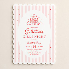 Pink Red Galentine's Party Invitation 招待状