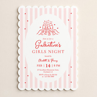 Pink Red Galentine's Party Invitation 招待状