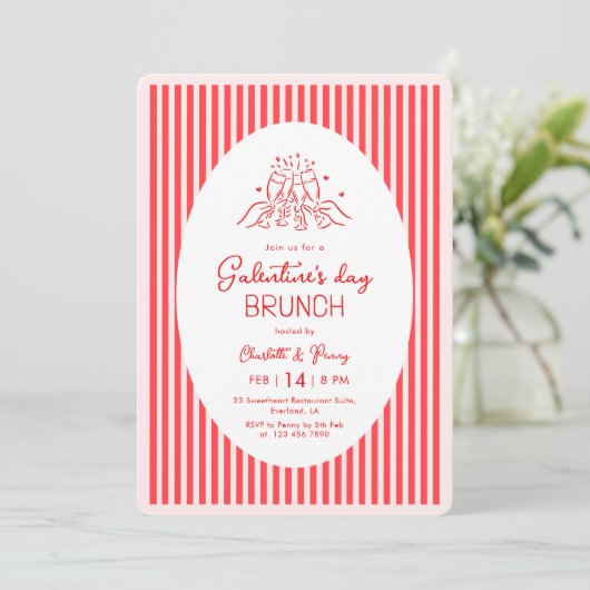 Pink Red Galentine's Party Invitation 招待状 (スタンド正面)