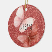 Pink Red Glitter Butterflies Christmas セラミックオーナメント (左)
