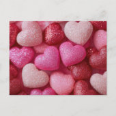 Pink Red Glitter Hearts Valentine`s Day Card  ポストカード (正面)