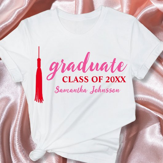 Pink & Red Graduate Name 2024卒業 Tシャツ