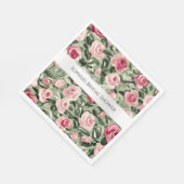 Pink Red Green Roses Floral Bridal Shower スタンダードランチョンナプキン (角)