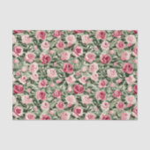 Pink Red Green Roses Floral Bridal Shower 薄葉紙 (正面)