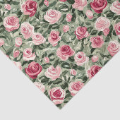 Pink Red Green Roses Floral Bridal Shower 薄葉紙 (詳細)