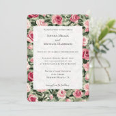 Pink Red Green Roses Floral Wedding 招待状 (スタンド正面)