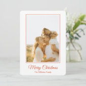 Pink Red Hand Drawn Bow Photo Christmas Card シーズンカード (スタンド正面)