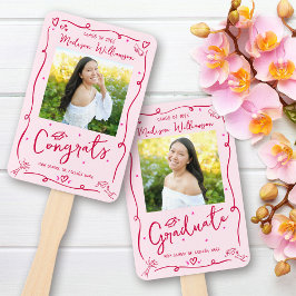 Pink Red Hand Drawn Doodle Graduation 2 Photo Fun ハンドファン