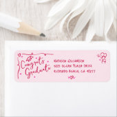 Pink Red Hand Drawn Doodle Graduation Fun Address ラベル (インサイチュ)