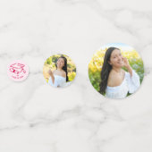 Pink Red Hand Drawn Doodles Graduation 3 Photo Fun コンフェッティ (裏面)