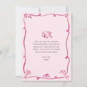 Pink Red Hand Drawn Doodles Photo Graduation Retro サンキューカード (裏面)