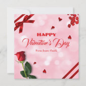 Pink Red Happy Birthday Valentine シーズンカード (正面)