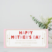 Pink Red Happy Mother's Day Gift Voucher Card 招待状 (スタンド正面)