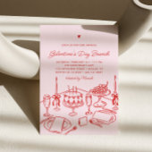Pink & Red Heart Galentine's Day Brunch 招待状