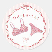 Pink & Red Heart Lingerie Bachelorette Envelope ラウンドシール (正面)