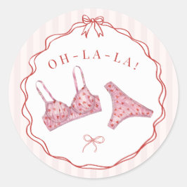 Pink & Red Heart Lingerie Bachelorette Envelope ラウンドシール
