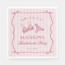 Pink & Red Heart Lingerie Bachelorette Panty Party スタンダードランチョンナプキン
