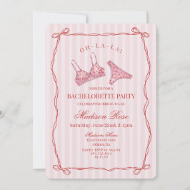 Pink & Red Heart Lingerie Bachelorette Party 招待状