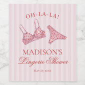 Pink & Red Heart Lingerie Shower Panty Party ワインラベル (シングルラベル)