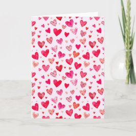 Pink Red Heart Paper Mache Valentines Day Card シーズンカード