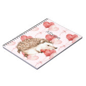 Pink Red Hearts Balloons Hedgehog ノートブック (左側)