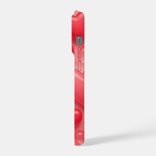 Pink & Red Hearts Bubble Pattern iPhoneケース (左側面)