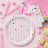 Pink Red Hearts Little Sweetheart Baby Shower ペーパープレート (パーティー)