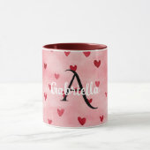 Pink Red Hearts Monogram Name マグカップ (中央)
