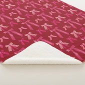 Pink Red Holiday Valentines Bows Blanket シェルパブランケット (3/4)