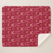 Pink Red Holiday Valentines Bows Blanket シェルパブランケット (正面(横))