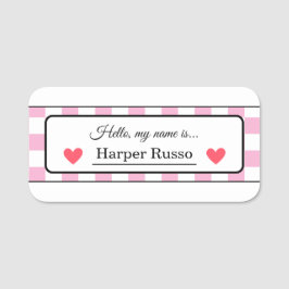 Pink & Red Illustrative Student Name Labels 名札