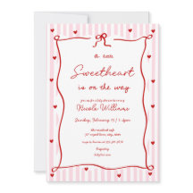 Pink Red Little Sweetheart Baby Shower Invitation