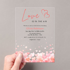 Pink & Red Love is in the Air Bridal Shower  アクリル招待状